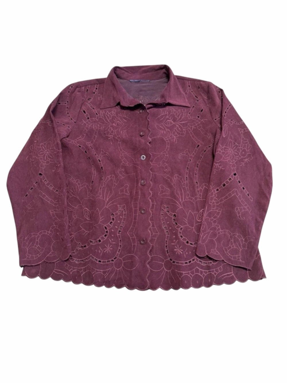 Vintage 90’s Floral Cut Out Long Sleeve Shacket Women’s Medium Boho Fall Indie